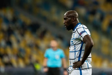 KYIV, UKRAINE - 27 Ekim 2020: Romelu Lukaku UEFA Şampiyonlar Ligi B Grubu FC Shakhtar ve Internazionale maçında forvet