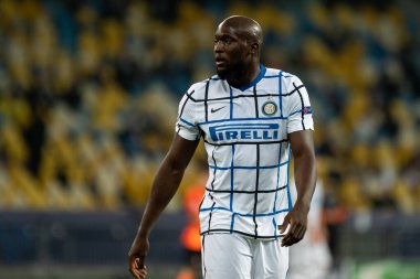 KYIV, UKRAINE - 27 Ekim 2020: Romelu Lukaku UEFA Şampiyonlar Ligi B Grubu FC Shakhtar ve Internazionale maçında forvet