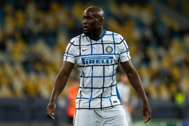 KYIV, UKRAINE - 27 Ekim 2020: Romelu Lukaku UEFA Şampiyonlar Ligi B Grubu FC Shakhtar ve Internazionale maçında forvet