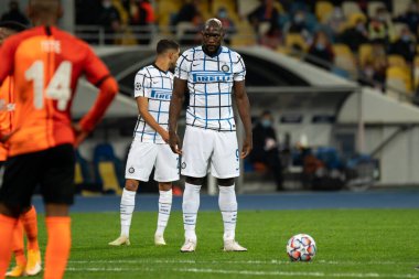 KYIV, UKRAINE - 27 Ekim 2020: Romelu Lukaku UEFA Şampiyonlar Ligi B Grubu FC Shakhtar ve Internazionale maçında forvet