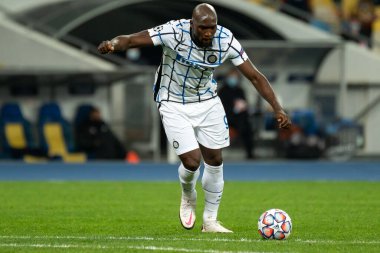 KYIV, UKRAINE - 27 Ekim 2020: Romelu Lukaku UEFA Şampiyonlar Ligi B Grubu FC Shakhtar ve Internazionale maçında forvet