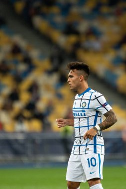 KYIV, UKRAINE - 27 Ekim 2020: Lautaro Martinez UEFA Şampiyonlar Ligi B Grubunun FC Shakhtar ve Internazionale maçında