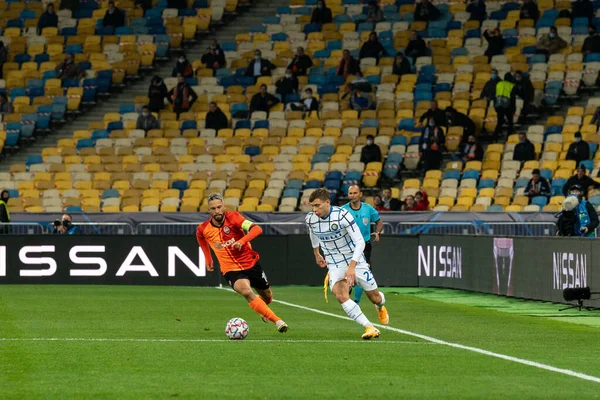 Kyiv Ucrania Octubre 2020 Nicolo Barella Marlos Durante Partido Fútbol — Foto de Stock