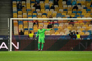 KYIV, UKRAINE - 27 Ekim 2020: UEFA Şampiyonlar Ligi B Grubu futbol karşılaşması sırasında Samir Handanoviç - Shakhtar - Internazionale