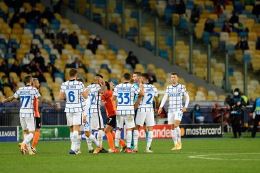 KYIV, UKRAINE - 27 Ekim 2020: UEFA Şampiyonlar Ligi B Grubu futbol karşılaşması FC Shakhtar ve Internazionale