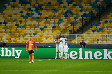 KYIV, UKRAINE - NOVEMBER 3, 2020: Valerii Bondar UEFA Şampiyonlar Ligi B Grubunun FC Shakhtar ve Borussia Monchengladbach maçında