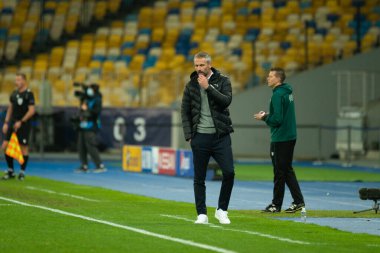 KYIV, UKRAINE - NOVEMBER 3, 2020: Valerii Bondar UEFA Şampiyonlar Ligi B Grubunun FC Shakhtar ve Borussia Monchengladbach maçında