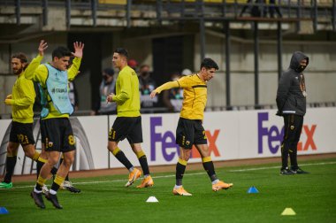 KYIV, UKRAINE - 4 Kasım 2020 Petros Mantalos. FC ZORYA LUHANSK ve FC AEK ATHENS arasında oynanan UEFA Avrupa Ligi futbol karşılaşması