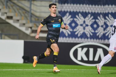 KYIV, UKRAINE - 4 Kasım 2020 Petros Mantalos. FC ZORYA LUHANSK ve FC AEK ATHENS arasında oynanan UEFA Avrupa Ligi futbol karşılaşması