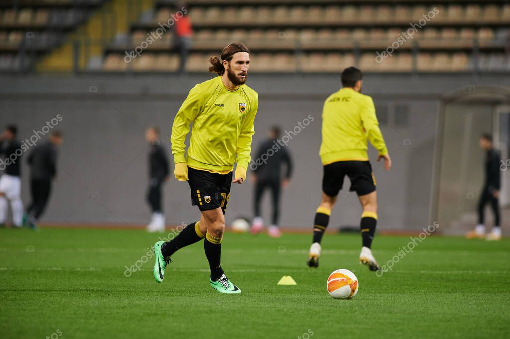 KYIV, UKRAINE - NOVEMBER 4, 2020: Dmytro Chygrynskiy. UEFA Europa League football match between FC ZORYA LUHANSK and FC AEK ATHENS