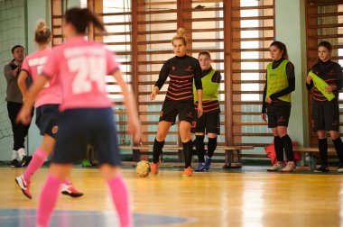 KHARKIV, UKRAINE - NOVEMBER 6, 2020: Futsal. Ukrainian women cup. Tesla vs IMS