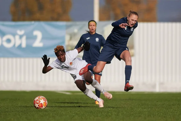 Kharkiv Ucrania Noviembre 2020 Partido Fútbol Femenino Zhitlobud Voshod Hay — Foto de Stock