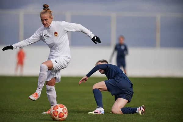 Kharkiv Ukraine November 2020 Vrouwenvoetbalwedstrijd Zhitlobud Voshod Een Besloten Sport — Stockfoto