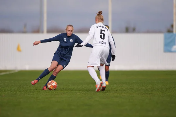 Kharkiv Ucrania Noviembre 2020 Partido Fútbol Femenino Zhitlobud Voshod Hay — Foto de Stock