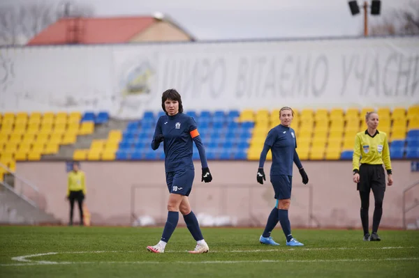 Kharkiv Ukraine 11月11日 女子足球比赛Zhitlobud 2对Voshod 有禁赛运动 公众活动是允许的 Cv大流行期间的欧洲足球比赛 — 图库照片