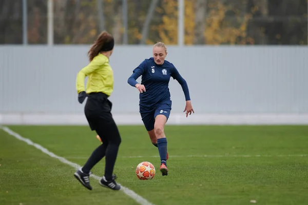 Kharkiv Ukraine November 2020 Kvinna Fotbollsmatch Zhitlobud Voshod Det Finns — Stockfoto