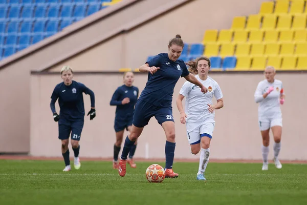 Kharkiv Ukraine November 2020 Kvinna Fotbollsmatch Zhitlobud Voshod Det Finns — Stockfoto