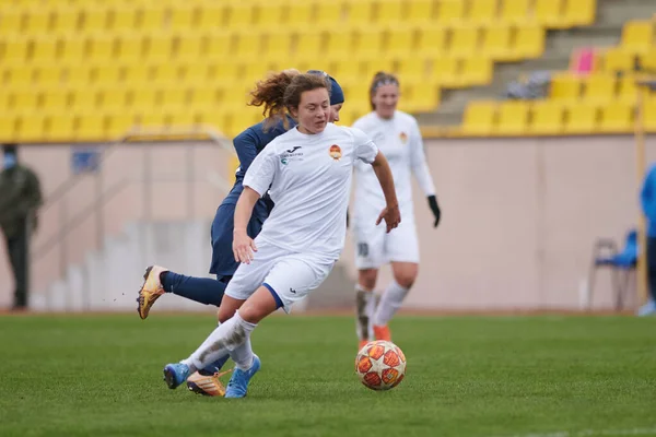 Kharkiv Ucrânia Novembro 2020 Jogo Futebol Feminino Zhitlobud Voshod Desporto — Fotografia de Stock