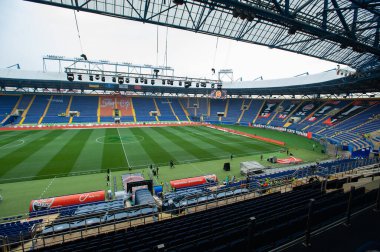 KHARKIV, UKRAINE - 22 Mayıs 2019: OSC Metalist Stadyumu Etkileyici güzellikteki güzel manzara manzarası. 