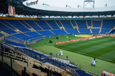 KHARKIV, UKRAINE - 22 Mayıs 2019: OSC Metalist Stadyumu Etkileyici güzellikteki güzel manzara manzarası. 