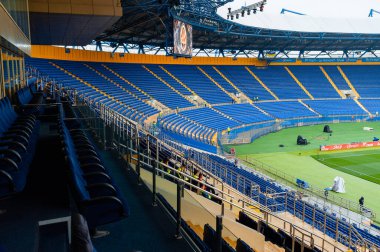 KHARKIV, UKRAINE - 22 Mayıs 2019: OSC Metalist Stadyumu Etkileyici güzellikteki güzel manzara manzarası. 