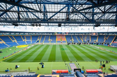 KHARKIV, UKRAINE - 22 Mayıs 2019: OSC Metalist Stadyumu Etkileyici güzellikteki güzel manzara manzarası. 