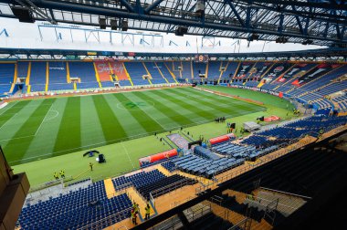 KHARKIV, UKRAINE - 22 Mayıs 2019: OSC Metalist Stadyumu Etkileyici güzellikteki güzel manzara manzarası. 