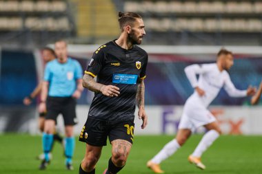 ZAPORIZHZHIA, UKRAINE - 4 Kasım 2020: Marko Livaja UEFA Avrupa Ligi FC ZORYA LUHANSK ve FC ATHENS arasında oynanan maç sırasında