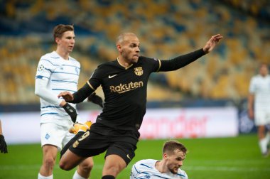 KYIV, UKRAINE - NOVEMBER 24, 2020: Martin Braithwaite UEFA Şampiyonlar Ligi G Grubu FC Dinamo Kyiv - FC Barcelon