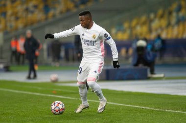 KYIV, UKRAINE 1 Aralık 2020, Vinicius Junior. UEFA Şampiyonlar Ligi B Grubunun futbol maçı FC Shakhtar Donetsk - Real Madrid FC 