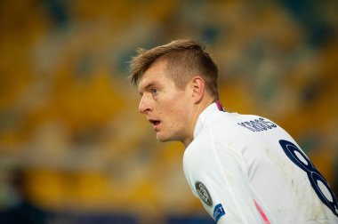 KYIV, UKRAINE 1 Aralık 2020 Toni Kroos. UEFA Şampiyonlar Ligi B Grubunun futbol maçı FC Shakhtar Donetsk - Real Madrid FC 