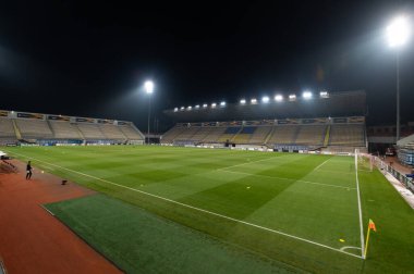 ZAPORIZHZHIA, UKRAINE - 03 Aralık 2020: Slavutich Arena. UEFA Avrupa Ligi G Grubu FC Zorya Luhansk ile Leicester City FC takımının futbol maçı.
