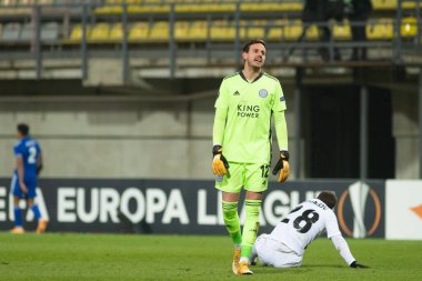 ZAPORIZHZHIA, UKRAINE - 03 ARALIK 2020: UEFA Avrupa Ligi G Grubu FC Zorya Luhansk ile Leicester City FC takımının futbol maçı.