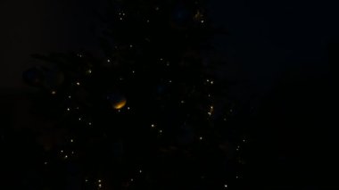 Noel ağacı süslemeleri. Noel ağacı ışıkları kapalı ve açık