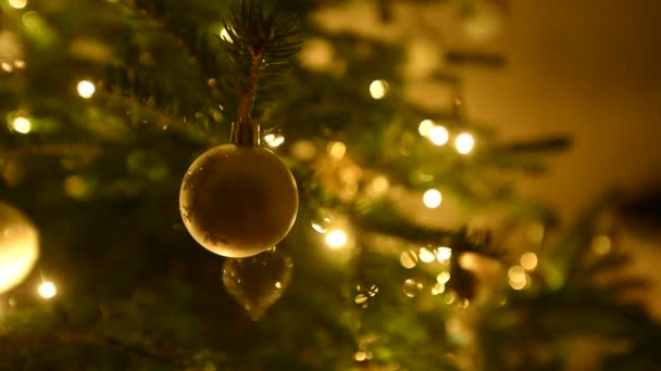 Kerstboom Decoraties Kerstboom Licht Uit Aan — Stockvideo