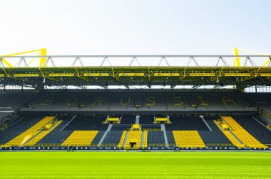 DORTMUND, ALMANY - 12 AĞUSTOS 2020 İduna Park Sinyali. Borussia Dortmund futbol stadyumu