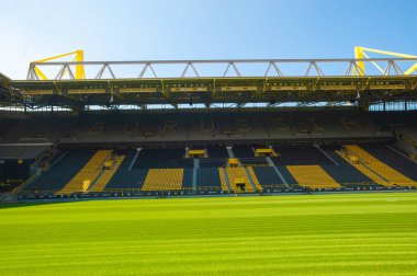 DORTMUND, ALMANY - 12 AĞUSTOS 2020 İduna Park Sinyali. Borussia Dortmund futbol stadyumu