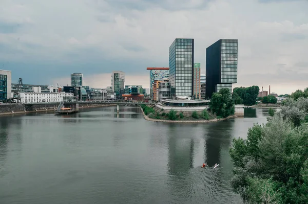 Almanya Duesseldorf Ağustos 2020 Medienhafen Medya Limanında Manzaralı Düsseldorf Şehir — Stok fotoğraf