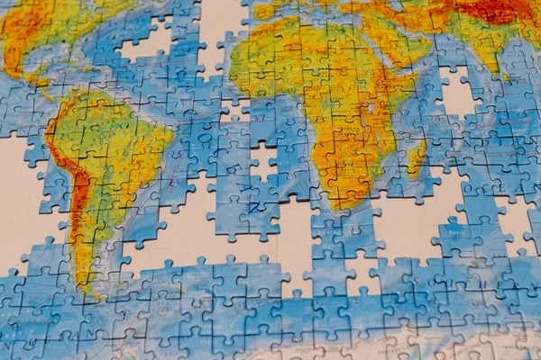 Puzzle Map World Touristic Background — Stock Photo, Image