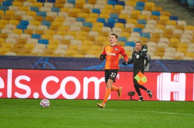 KYIV, UKRAINE - 1 Aralık 2020 Mykola Matviyenko. UEFA Şampiyonlar Ligi B Grubunun futbol maçı FC Shakhtar Donetsk - Real Madrid FC 