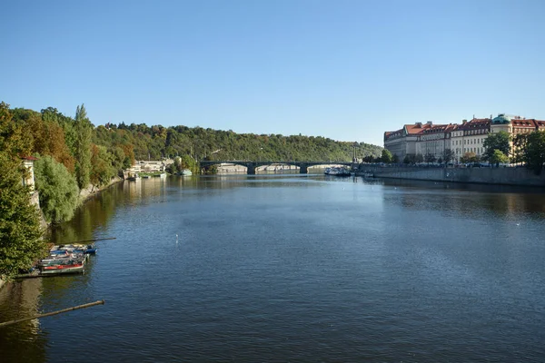 Prag Tjeckien September 2015 Floden Vltava Prag Vltava Tjeckiens Längsta — Stockfoto