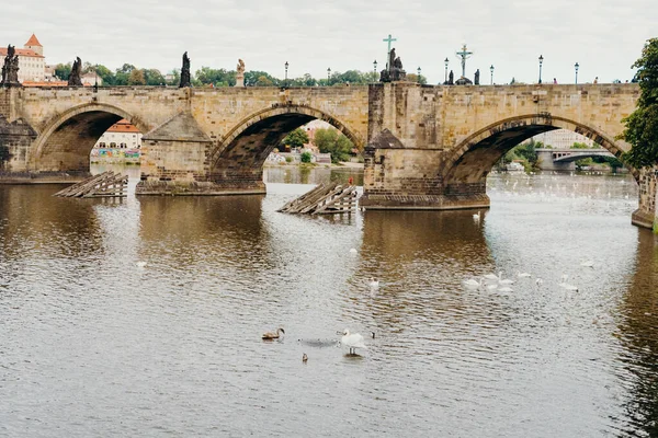 Praga Czechy Września 2015 Wełtawa Pradze Karluv Najbardziej Lub Most — Zdjęcie stockowe
