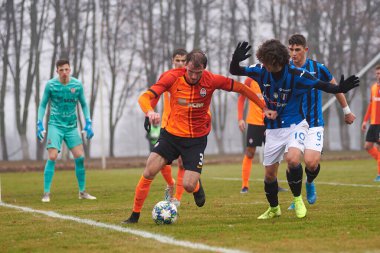KHARKIV, UKRAINE - 11 Aralık 2019 Alessandro Cortinovis. Maç U19 UEFA lig şampiyonu Shakhtar - Atalanta Metalist Arena.