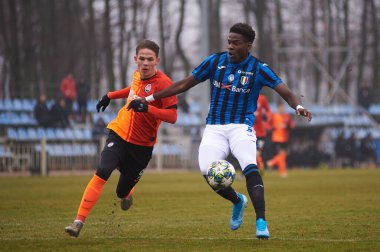 KHARKIV, UKRAINE - 11 Aralık 2019: UEFA Lig şampiyonu Shakhtar - Metalist Arena 'da Atalanta.