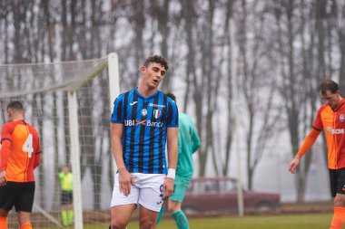 KHARKIV, UKRAINE - 11 Aralık 2019: UEFA Lig şampiyonu Shakhtar - Metalist Arena 'da Atalanta.