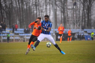KHARKIV, UKRAINE - 11 Aralık 2019: UEFA Lig şampiyonu Shakhtar - Metalist Arena 'da Atalanta.