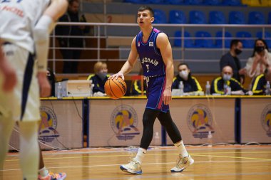 KHARKIV, UKRAINE - 31 Ocak 2021: Ukrayna Süper Ligi maçı BC Sokoly - BC Mykolayiv