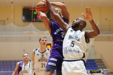 KHARKIV, UKRAINE - 31 Ocak 2021: Ukrayna Süper Ligi maçı BC Sokoly - BC Mykolayiv