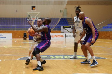 KHARKIV, UKRAINE - 31 Ocak 2021: Ukrayna Süper Ligi maçı BC Sokoly - BC Mykolayiv