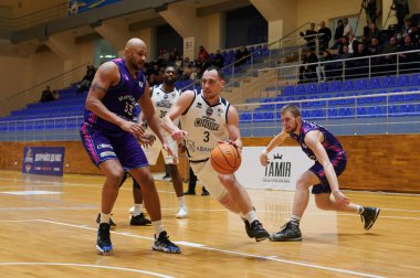 KHARKIV, UKRAINE - 31 Ocak 2021: Ukrayna Süper Ligi maçı BC Sokoly - BC Mykolayiv